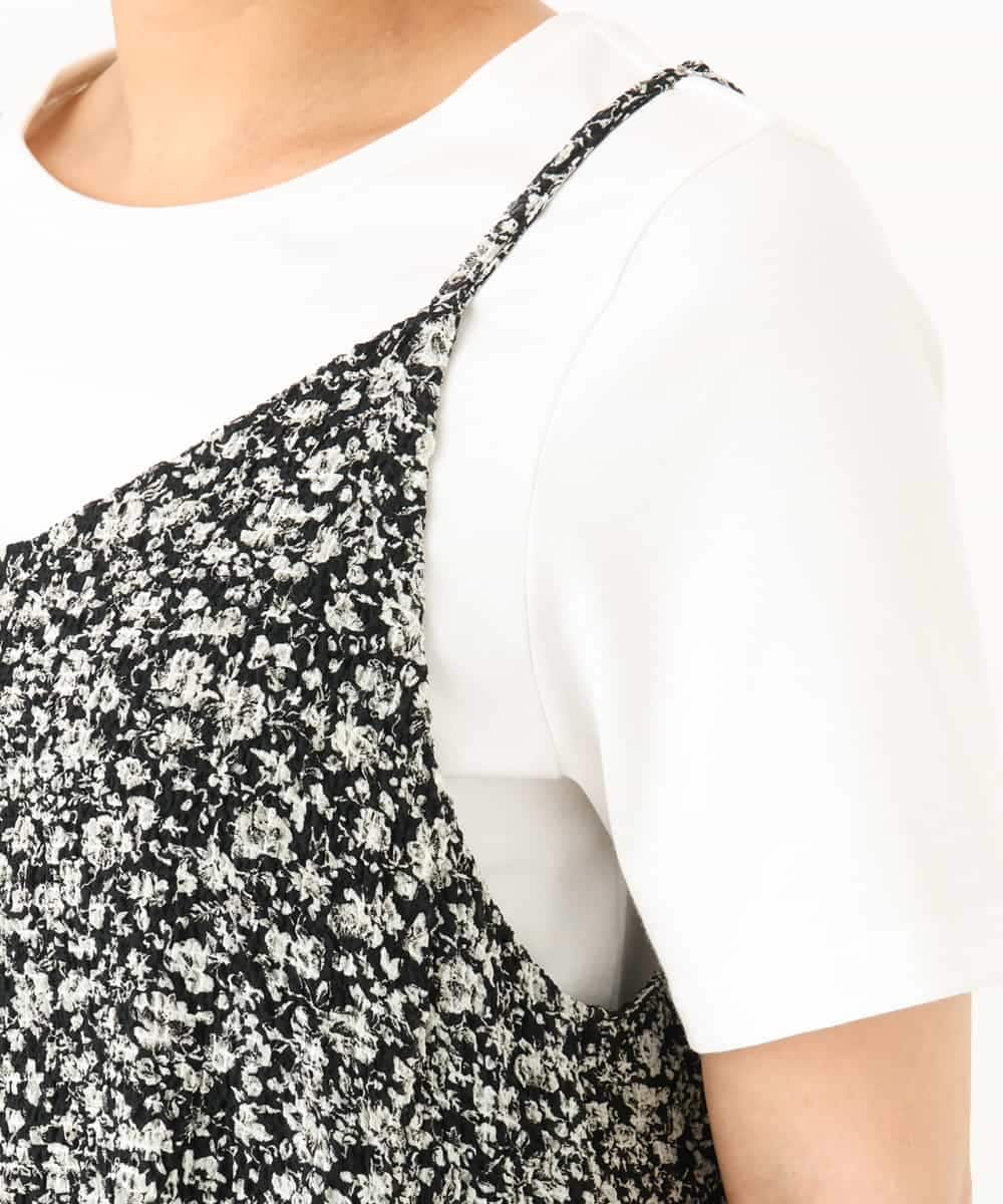F1EJD30230 MK MICHEL KLEIN(小さいサイズ)(メゾン ドゥ サンク) 【小さいサイズ】[洗える]前後2way花柄シアーキャミワンピース アイボリー