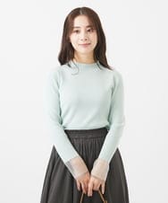 F1FAA33130 MK MICHEL KLEIN(小さいサイズ)(メゾン ドゥ サンク) 【小さいサイズ】袖先シアー配色リブニット/洗える ミント