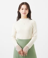 F1FAA33130 MK MICHEL KLEIN(小さいサイズ)(メゾン ドゥ サンク) 【小さいサイズ】袖先シアー配色リブニット/洗える ミント