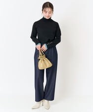 F1FAA50120 MK MICHEL KLEIN(小さいサイズ)(メゾン ドゥ サンク) 【小さいサイズ】配色レイヤードハイネックニット/洗える ブラウン