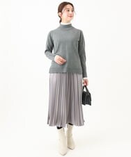 F1FAA50120 MK MICHEL KLEIN(小さいサイズ)(メゾン ドゥ サンク) 【小さいサイズ】配色レイヤードハイネックニット/洗える ブラウン