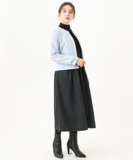 F1FAA51130 MK MICHEL KLEIN(小さいサイズ)(メゾン ドゥ サンク) 【小さいサイズ】レイヤードデザイン パール調釦リブニット/洗える アイボリー