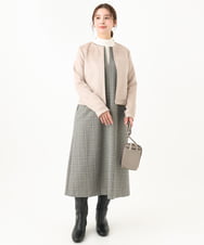 F1FAA51130 MK MICHEL KLEIN(小さいサイズ)(メゾン ドゥ サンク) 【小さいサイズ】レイヤードデザイン パール調釦リブニット/洗える アイボリー