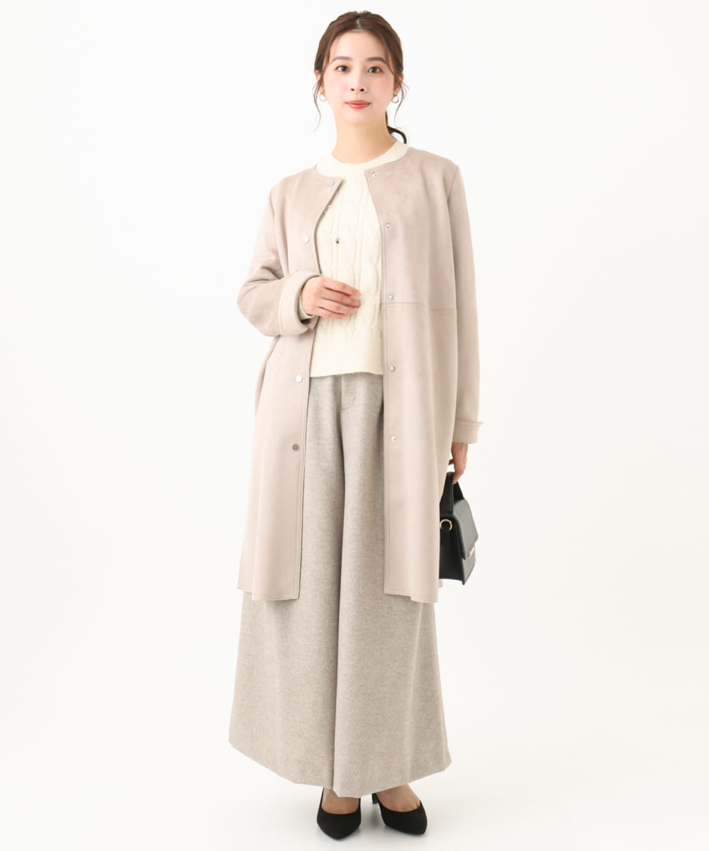 F1FAA55190 MK MICHEL KLEIN(小さいサイズ)(メゾン ドゥ サンク) 【小さいサイズ】キラキラビジューショート丈ニット/洗える アイボリー