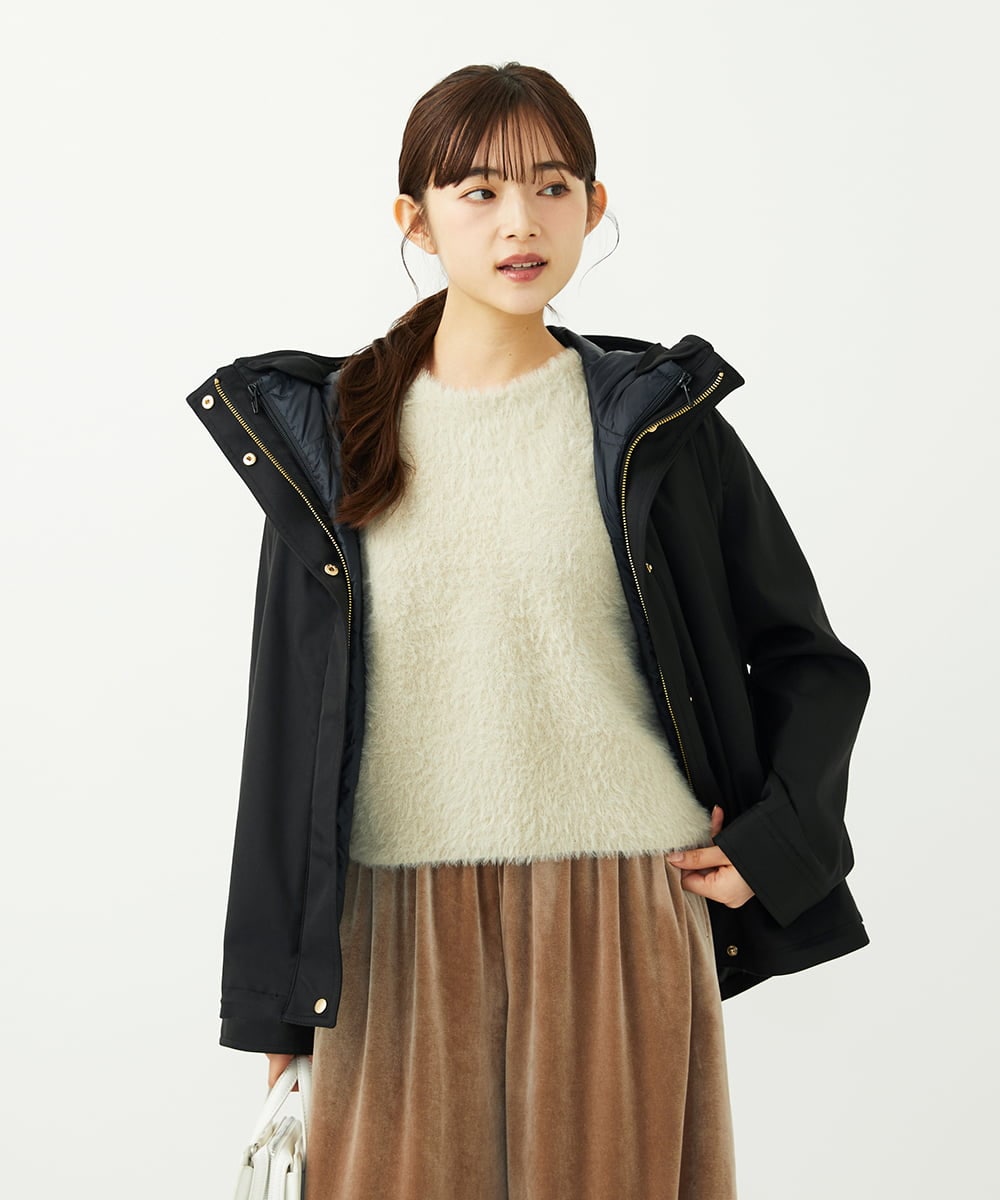 F1FAD30120 MK MICHEL KLEIN(小さいサイズ)(メゾン ドゥ サンク) 【小さいサイズ】半袖シャギーニット/洗える ミントブルー
