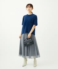 F1FAD30120 MK MICHEL KLEIN(小さいサイズ)(メゾン ドゥ サンク) 【小さいサイズ】半袖シャギーニット/洗える ミントブルー