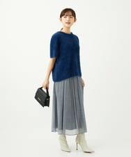 F1FAD30120 MK MICHEL KLEIN(小さいサイズ)(メゾン ドゥ サンク) 【小さいサイズ】半袖シャギーニット/洗える ミントブルー