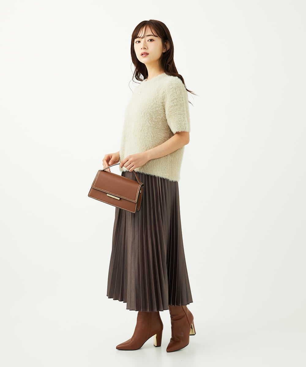 F1FAD30120 MK MICHEL KLEIN(小さいサイズ)(メゾン ドゥ サンク) 【小さいサイズ】半袖シャギーニット/洗える ミントブルー
