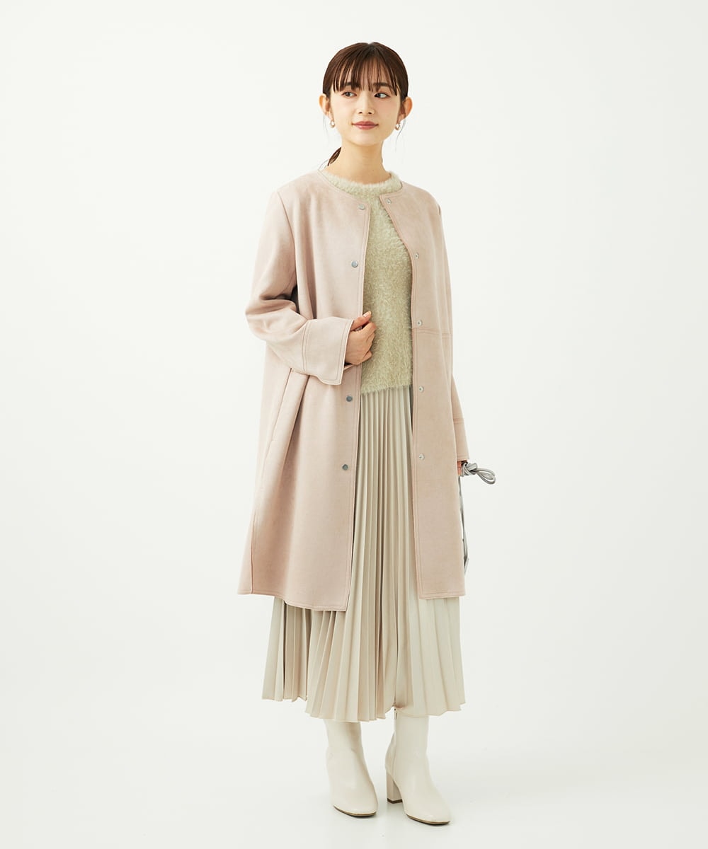 F1FAD30120 MK MICHEL KLEIN(小さいサイズ)(メゾン ドゥ サンク) 【小さいサイズ】半袖シャギーニット/洗える ミントブルー