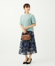 F1FAD30120 MK MICHEL KLEIN(小さいサイズ)(メゾン ドゥ サンク) 【小さいサイズ】半袖シャギーニット/洗える ミントブルー