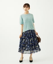 F1FAD30120 MK MICHEL KLEIN(小さいサイズ)(メゾン ドゥ サンク) 【小さいサイズ】半袖シャギーニット/洗える ミントブルー