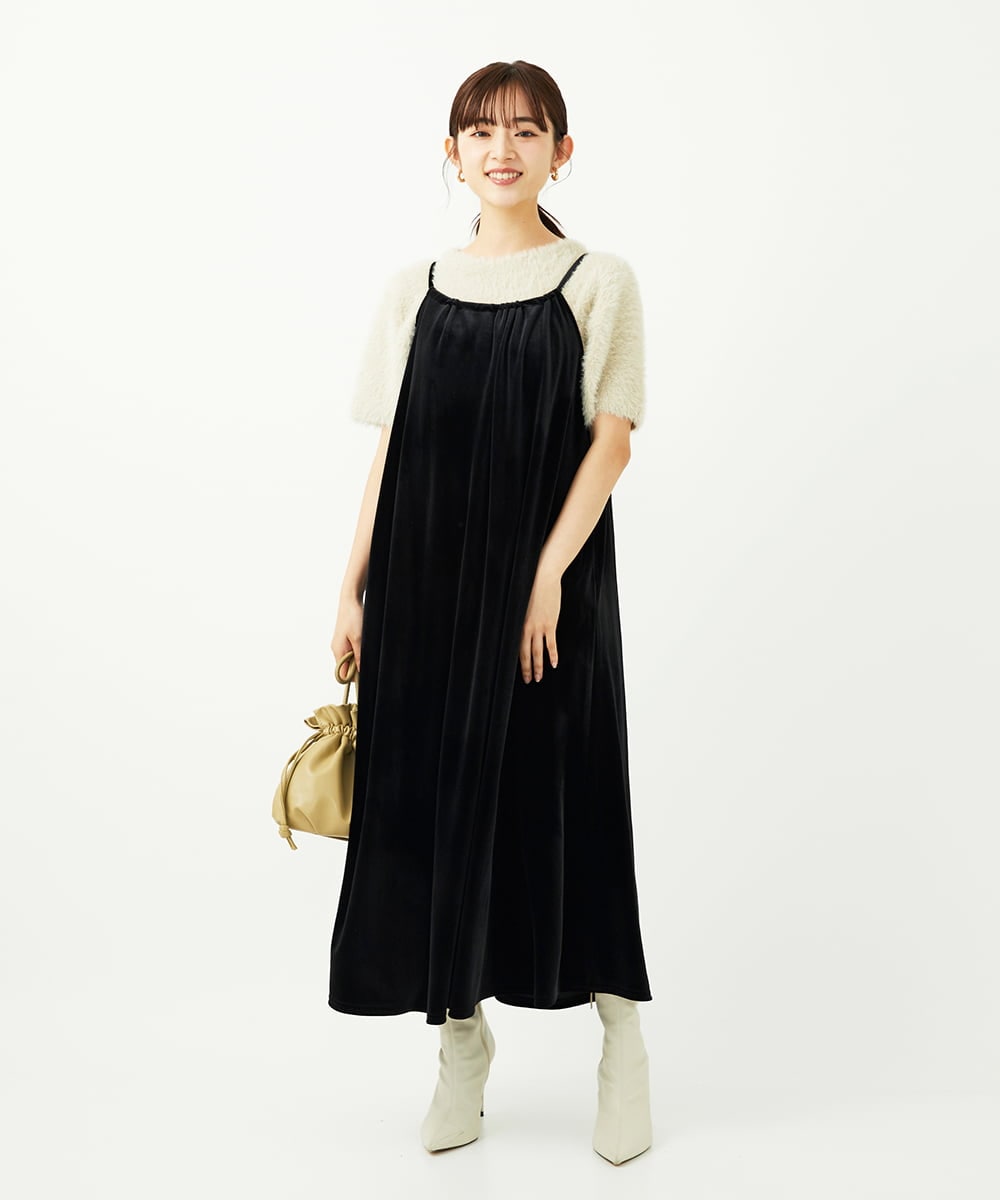 F1FAD30120 MK MICHEL KLEIN(小さいサイズ)(メゾン ドゥ サンク) 【小さいサイズ】半袖シャギーニット/洗える ミントブルー
