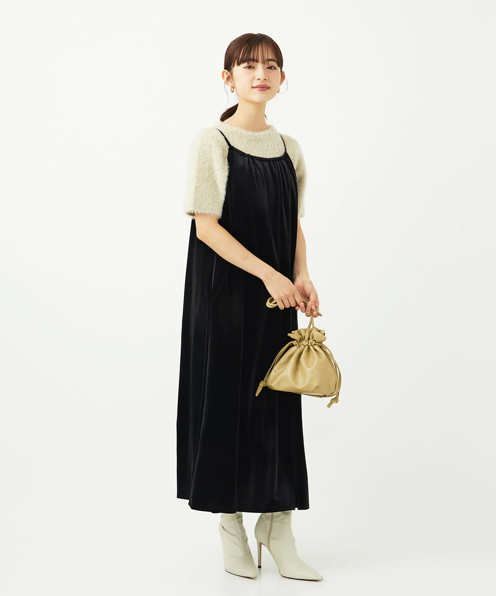 F1FAD30120 MK MICHEL KLEIN(小さいサイズ)(メゾン ドゥ サンク) 【小さいサイズ】半袖シャギーニット/洗える ミントブルー