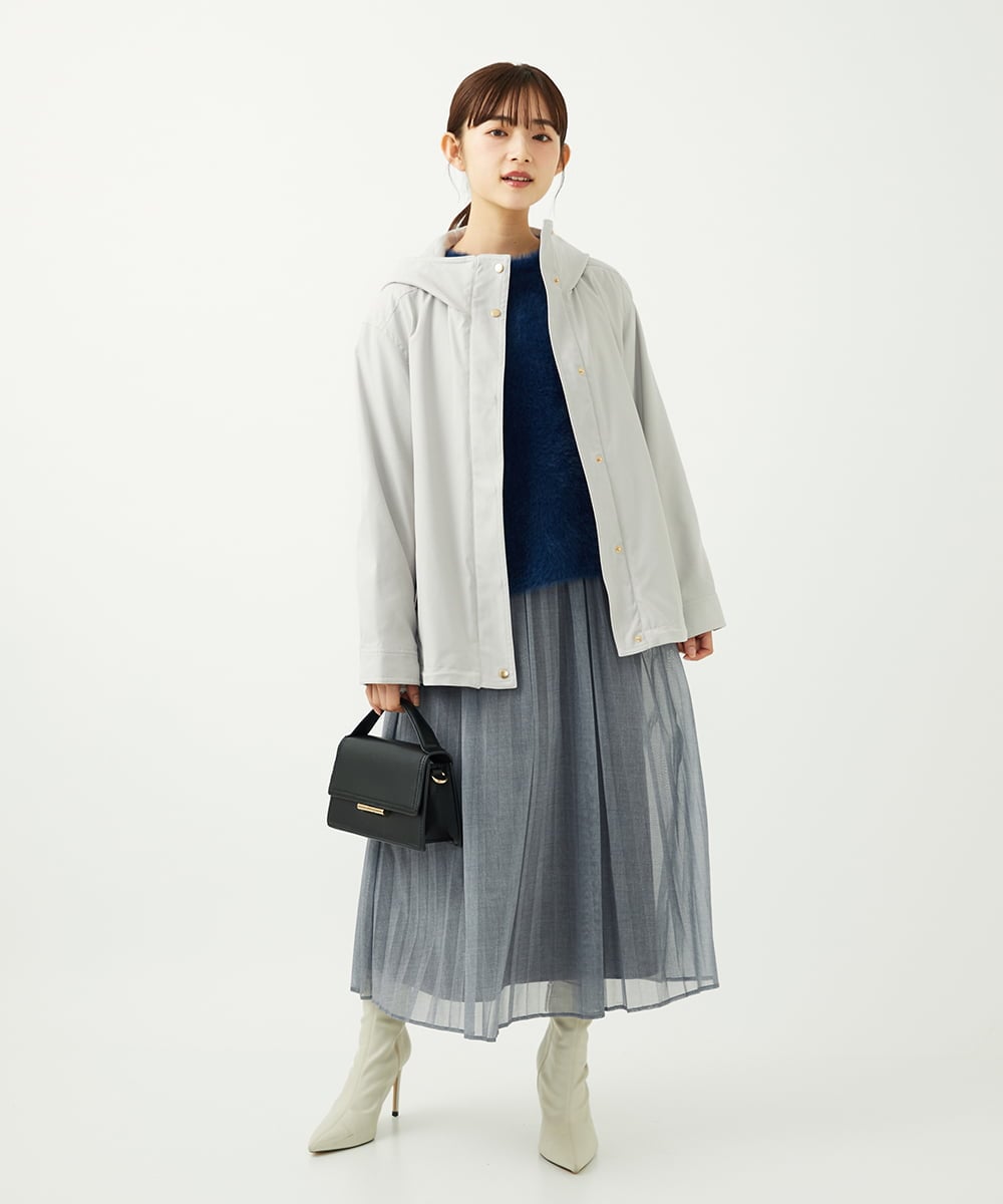 F1FAD30120 MK MICHEL KLEIN(小さいサイズ)(メゾン ドゥ サンク) 【小さいサイズ】半袖シャギーニット/洗える ミントブルー