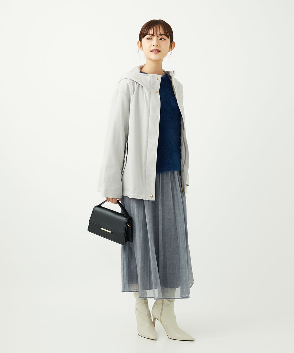 F1FAD30120 MK MICHEL KLEIN(小さいサイズ)(メゾン ドゥ サンク) 【小さいサイズ】半袖シャギーニット/洗える ミントブルー