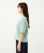 F1FAD30120 MK MICHEL KLEIN(小さいサイズ)(メゾン ドゥ サンク) 【小さいサイズ】半袖シャギーニット/洗える ミントブルー