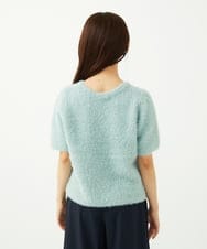 F1FAD30120 MK MICHEL KLEIN(小さいサイズ)(メゾン ドゥ サンク) 【小さいサイズ】半袖シャギーニット/洗える ミントブルー