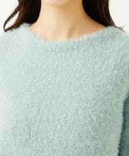F1FAD30120 MK MICHEL KLEIN(小さいサイズ)(メゾン ドゥ サンク) 【小さいサイズ】半袖シャギーニット/洗える ミントブルー