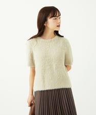 F1FAD30120 MK MICHEL KLEIN(小さいサイズ)(メゾン ドゥ サンク) 【小さいサイズ】半袖シャギーニット/洗える ベージュ