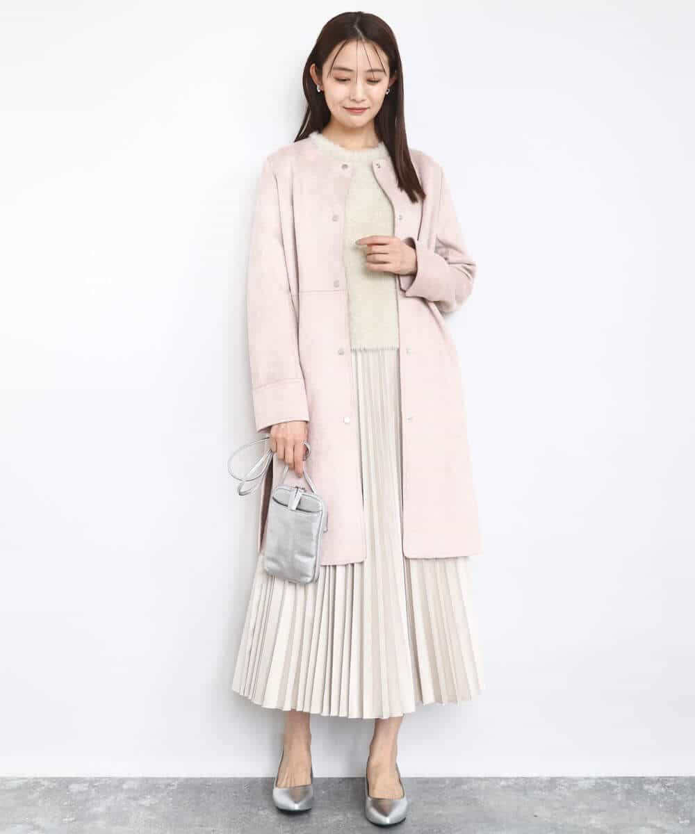 F1FAD30120 MK MICHEL KLEIN(小さいサイズ)(メゾン ドゥ サンク) 【小さいサイズ】半袖シャギーニット/洗える ベージュ
