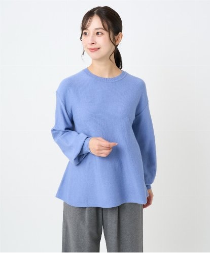 F1FAD40150 MK MICHEL KLEIN(小さいサイズ) 【小さいサイズ】フレアーシルエットチュニックニット/洗える
