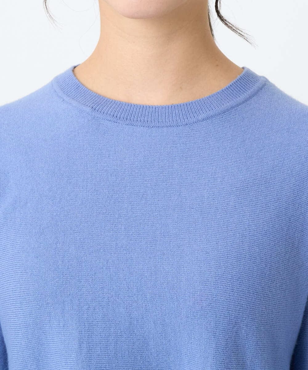 F1FAD40150 MK MICHEL KLEIN(小さいサイズ)(メゾン ドゥ サンク) 【小さいサイズ】フレアーシルエットチュニックニット/洗える ライトブルー