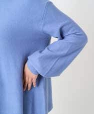 F1FAD40150 MK MICHEL KLEIN(小さいサイズ)(メゾン ドゥ サンク) 【小さいサイズ】フレアーシルエットチュニックニット/洗える ライトブルー