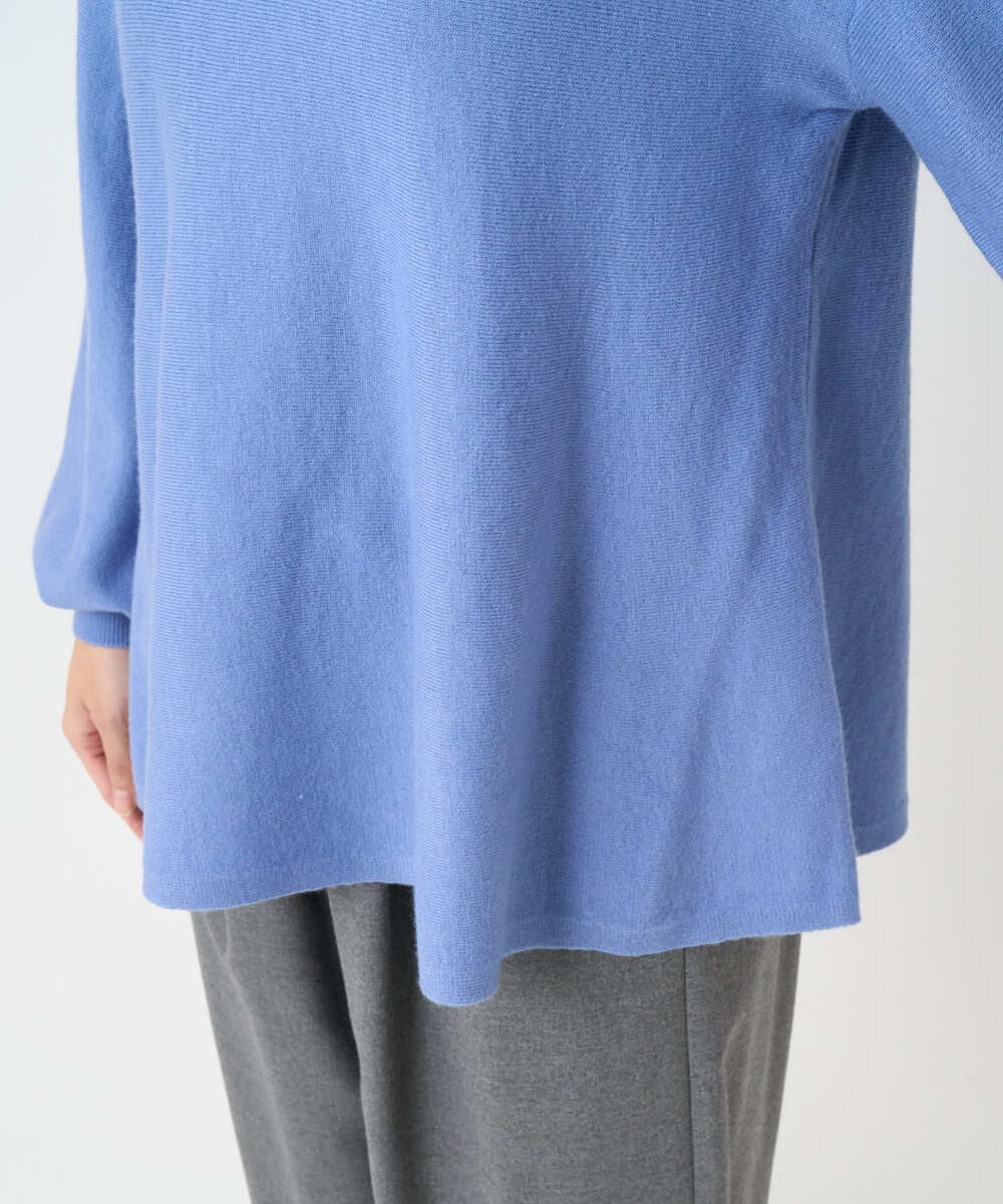 F1FAD40150 MK MICHEL KLEIN(小さいサイズ)(メゾン ドゥ サンク) 【小さいサイズ】フレアーシルエットチュニックニット/洗える ライトブルー