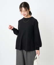 F1FAD40150 MK MICHEL KLEIN(小さいサイズ)(メゾン ドゥ サンク) 【小さいサイズ】フレアーシルエットチュニックニット/洗える ライトブルー