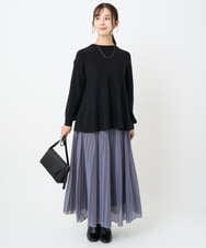 F1FAD40150 MK MICHEL KLEIN(小さいサイズ)(メゾン ドゥ サンク) 【小さいサイズ】フレアーシルエットチュニックニット/洗える ライトブルー