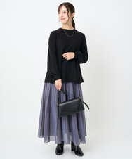 F1FAD40150 MK MICHEL KLEIN(小さいサイズ)(メゾン ドゥ サンク) 【小さいサイズ】フレアーシルエットチュニックニット/洗える ライトブルー