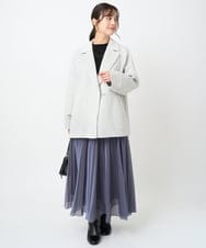 F1FAD40150 MK MICHEL KLEIN(小さいサイズ)(メゾン ドゥ サンク) 【小さいサイズ】フレアーシルエットチュニックニット/洗える ライトブルー