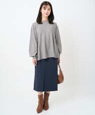 F1FAD40150 MK MICHEL KLEIN(小さいサイズ)(メゾン ドゥ サンク) 【小さいサイズ】フレアーシルエットチュニックニット/洗える ライトブルー