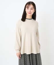 F1FAD40150 MK MICHEL KLEIN(小さいサイズ)(メゾン ドゥ サンク) 【小さいサイズ】フレアーシルエットチュニックニット/洗える ライトブルー