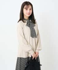 F1FAD40150 MK MICHEL KLEIN(小さいサイズ)(メゾン ドゥ サンク) 【小さいサイズ】フレアーシルエットチュニックニット/洗える ライトブルー