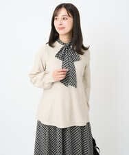 F1FAD40150 MK MICHEL KLEIN(小さいサイズ)(メゾン ドゥ サンク) 【小さいサイズ】フレアーシルエットチュニックニット/洗える ライトブルー