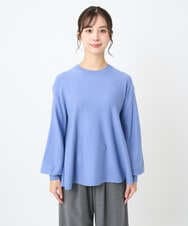 F1FAD40150 MK MICHEL KLEIN(小さいサイズ)(メゾン ドゥ サンク) 【小さいサイズ】フレアーシルエットチュニックニット/洗える ライトブルー