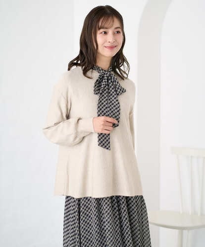 F1FAD40150 MK MICHEL KLEIN(小さいサイズ) 【小さいサイズ】フレアーシルエットチュニックニット/洗える