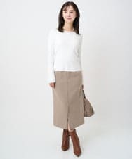 F1FAD41140 MK MICHEL KLEIN(小さいサイズ)(メゾン ドゥ サンク) 【小さいサイズ】フェザー切替えコンパクトリブニット/洗える ライトイエロー