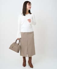 F1FAD41140 MK MICHEL KLEIN(小さいサイズ)(メゾン ドゥ サンク) 【小さいサイズ】フェザー切替えコンパクトリブニット/洗える ライトイエロー