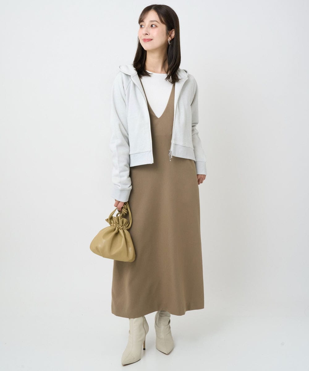 F1FAD41140 MK MICHEL KLEIN(小さいサイズ)(メゾン ドゥ サンク) 【小さいサイズ】フェザー切替えコンパクトリブニット/洗える ライトイエロー