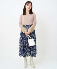 F1FAD41140 MK MICHEL KLEIN(小さいサイズ)(メゾン ドゥ サンク) 【小さいサイズ】フェザー切替えコンパクトリブニット/洗える ライトイエロー