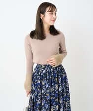 F1FAD41140 MK MICHEL KLEIN(小さいサイズ)(メゾン ドゥ サンク) 【小さいサイズ】フェザー切替えコンパクトリブニット/洗える ライトイエロー