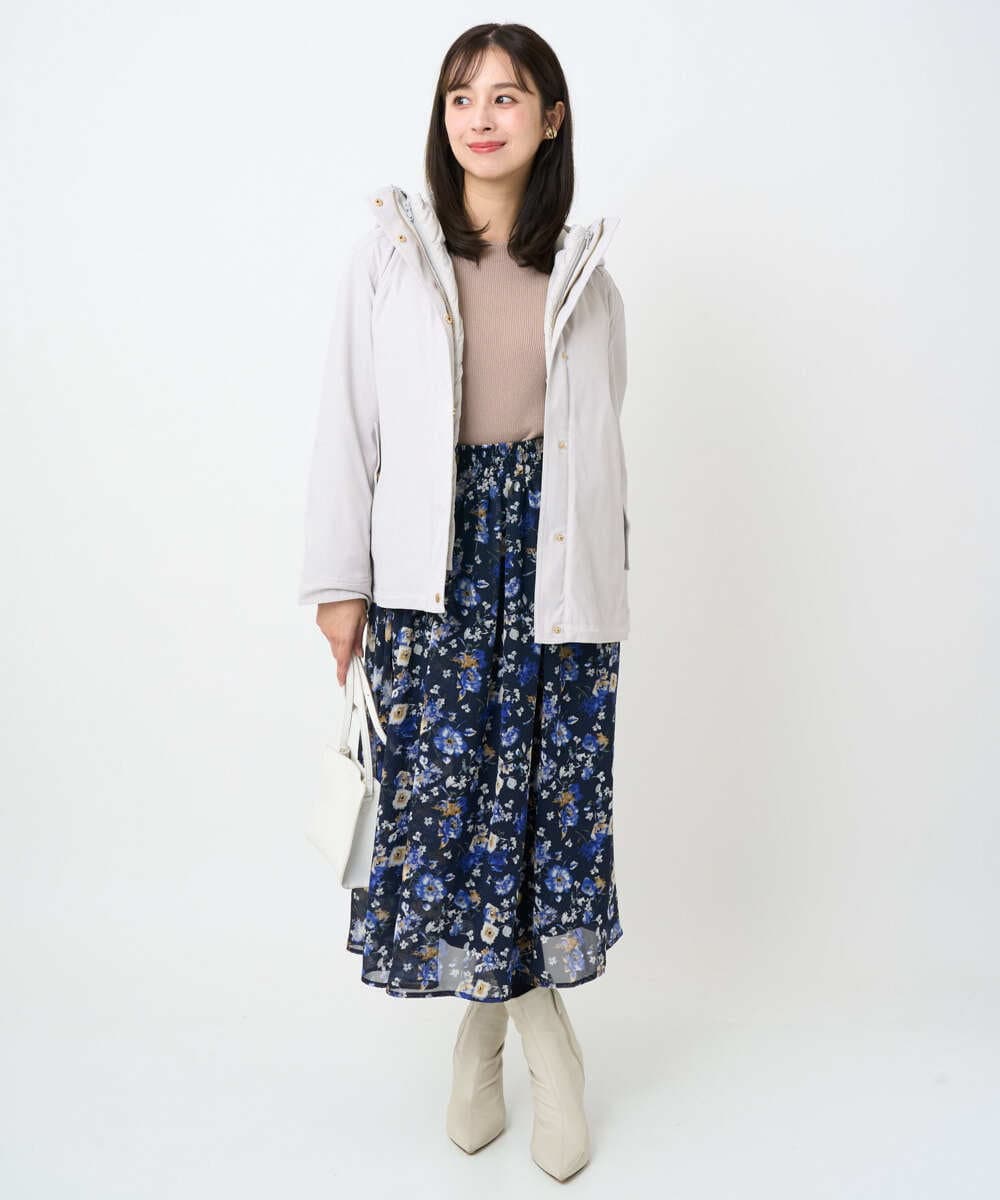 F1FAD41140 MK MICHEL KLEIN(小さいサイズ)(メゾン ドゥ サンク) 【小さいサイズ】フェザー切替えコンパクトリブニット/洗える ライトイエロー