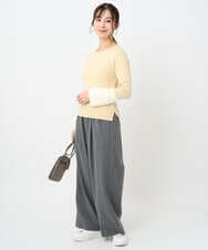 F1FAD41140 MK MICHEL KLEIN(小さいサイズ)(メゾン ドゥ サンク) 【小さいサイズ】フェザー切替えコンパクトリブニット/洗える ライトイエロー