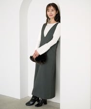 F1FAD41140 MK MICHEL KLEIN(小さいサイズ)(メゾン ドゥ サンク) 【小さいサイズ】フェザー切替えコンパクトリブニット/洗える ライトイエロー