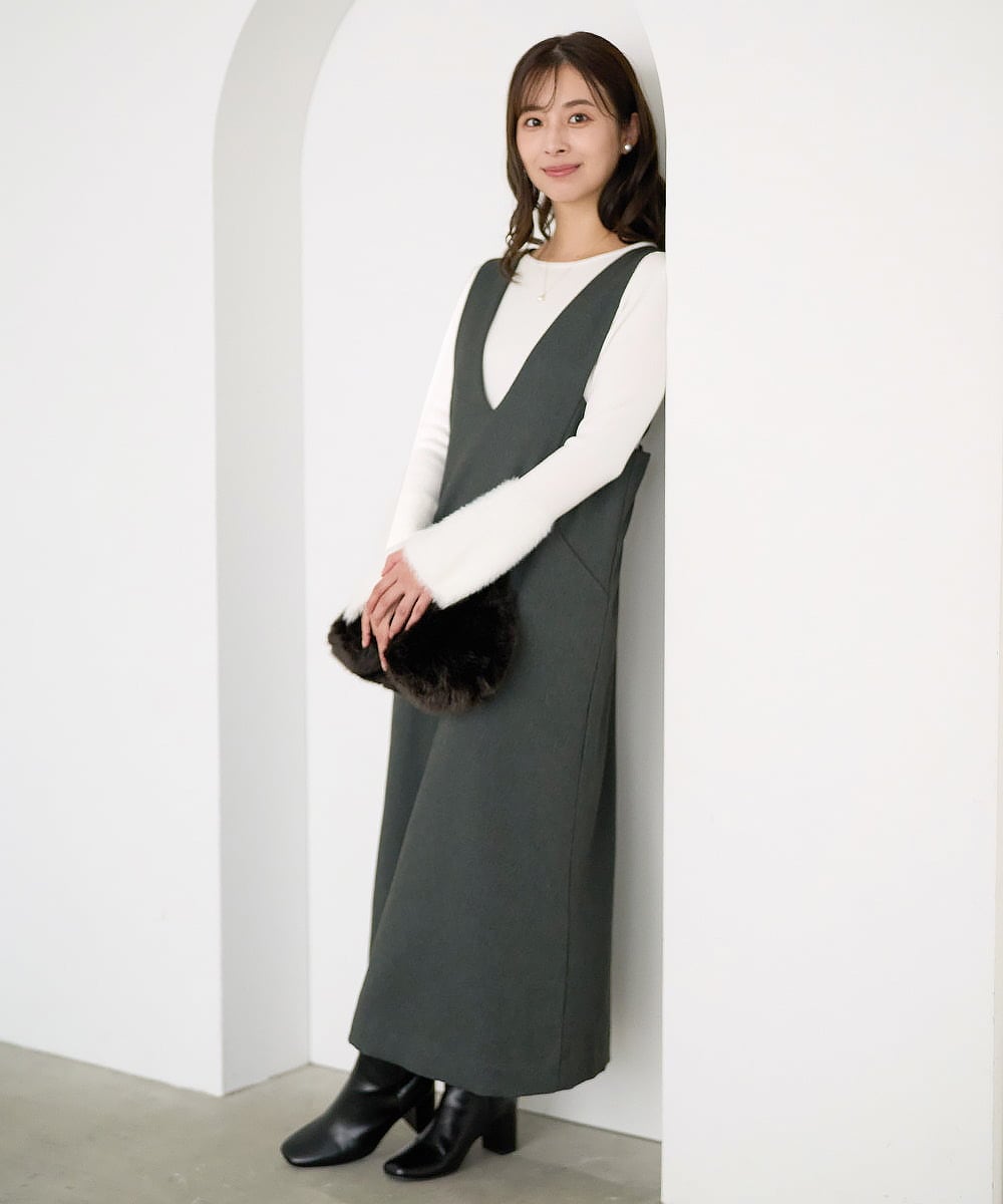 F1FAD41140 MK MICHEL KLEIN(小さいサイズ)(メゾン ドゥ サンク) 【小さいサイズ】フェザー切替えコンパクトリブニット/洗える ライトイエロー