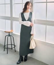 F1FAD41140 MK MICHEL KLEIN(小さいサイズ)(メゾン ドゥ サンク) 【小さいサイズ】フェザー切替えコンパクトリブニット/洗える ライトイエロー