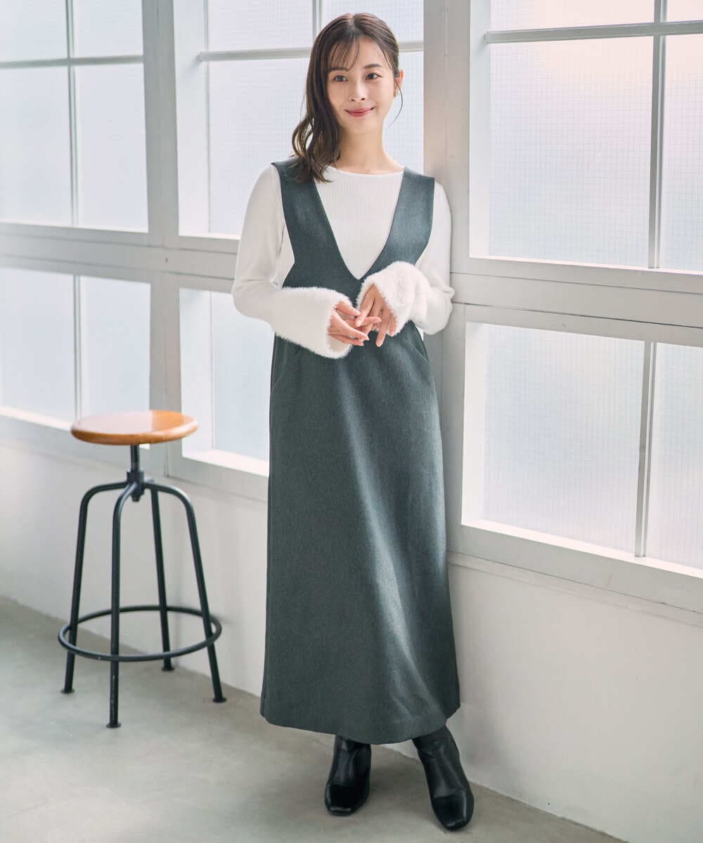 F1FAD41140 MK MICHEL KLEIN(小さいサイズ)(メゾン ドゥ サンク) 【小さいサイズ】フェザー切替えコンパクトリブニット/洗える ライトイエロー