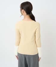F1FAD41140 MK MICHEL KLEIN(小さいサイズ)(メゾン ドゥ サンク) 【小さいサイズ】フェザー切替えコンパクトリブニット/洗える ライトイエロー